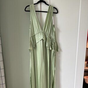 Topshop Green Plunge Maxi Dress